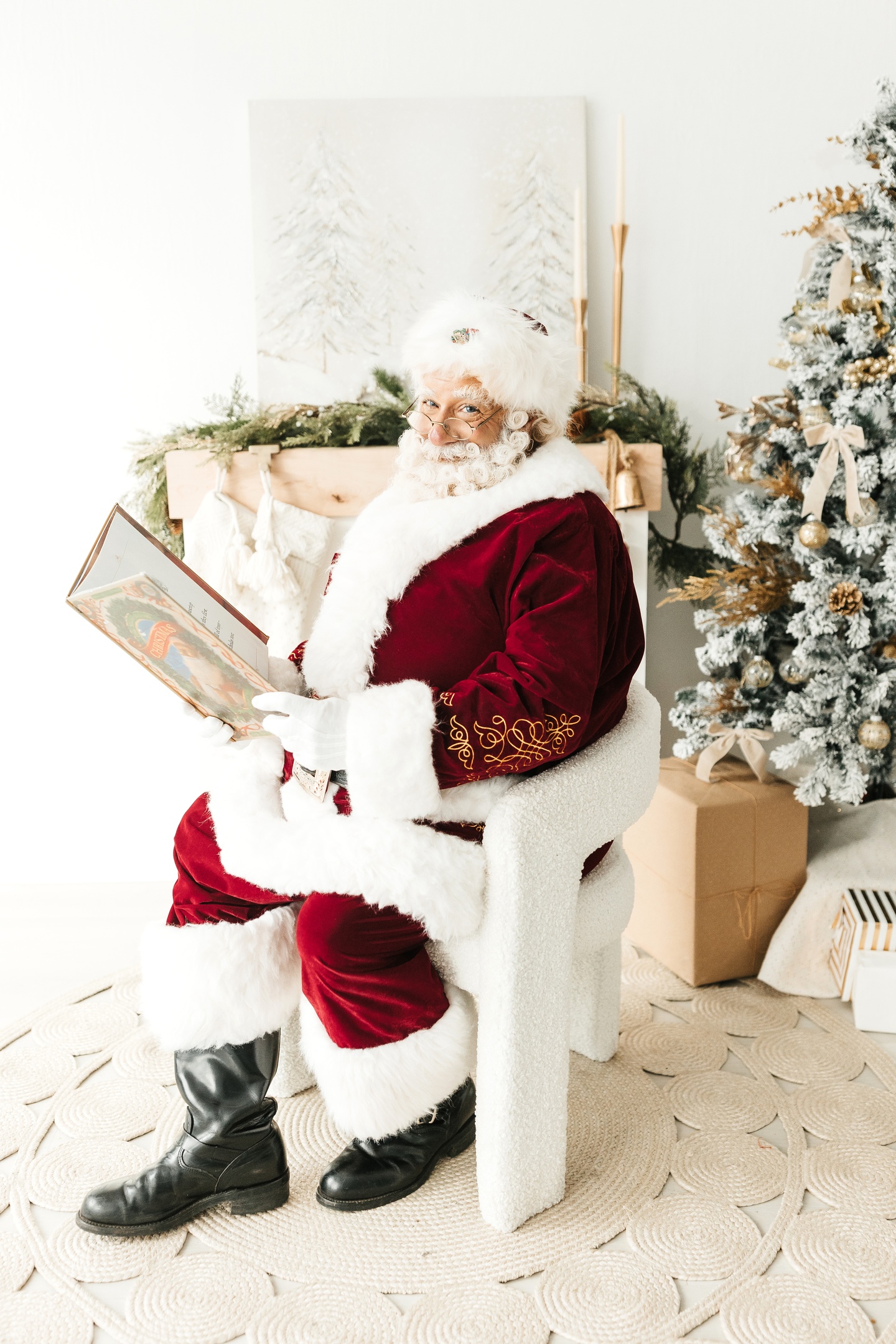 Santa Albert Holding a Christmas Storybook