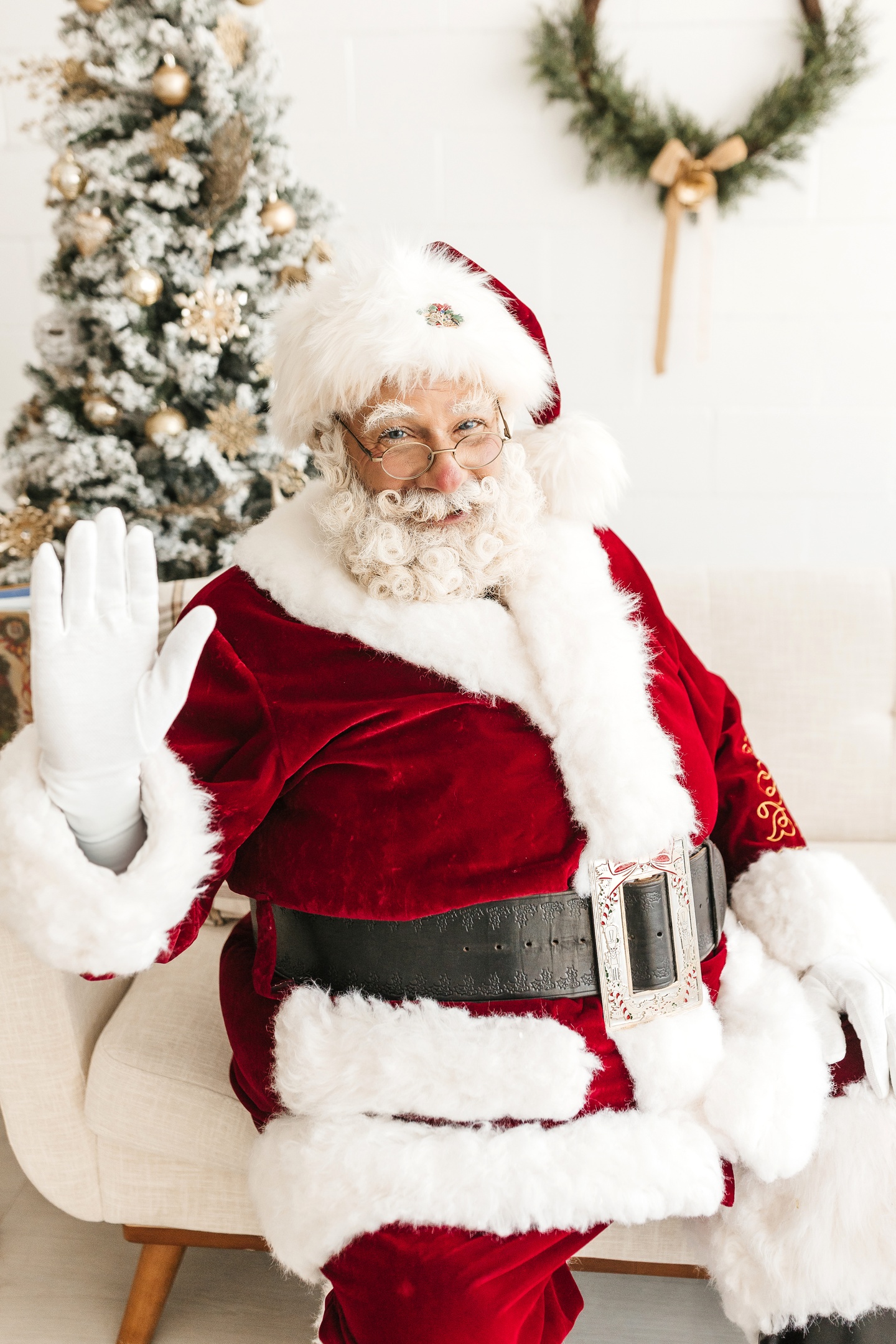 Santa Albert Waving in a Professional Christmas Portrait